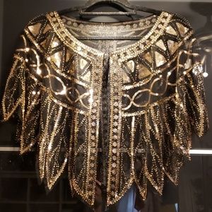 Capelet: stunning black and gold beads & sequined